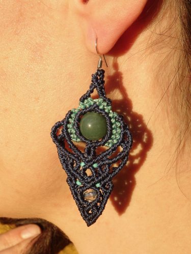 boucle d'oreille bleu et jade